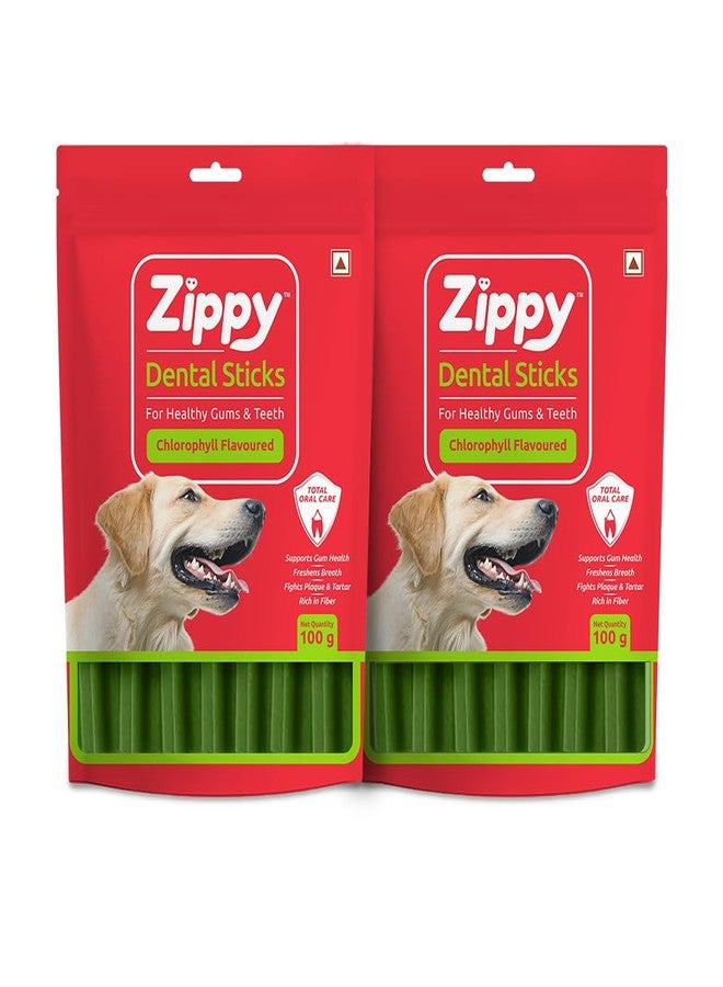 Zippy Dental Stick for Dogs - 2x100 gm Chlorophyll, Oral Hygiene Dog Dental Care Treats, Dental Chews for Dogs - Image 1
